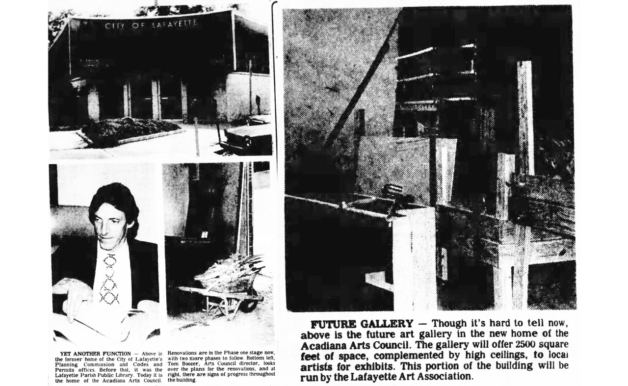 Acadiana Arts Council Original Building Newspaper Articles